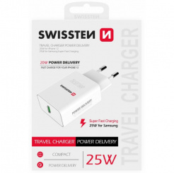  SWISSTEN síťový adaptér PD 25W pro iPhone a Samsung - white 