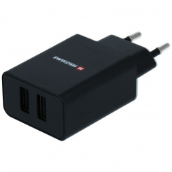 SWISSTEN síťový adaptér 2x USB, 10W, SMART IC - black
