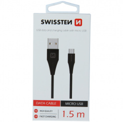  SWISSTEN datový kabel USB / microUSB 1,5 m - black 