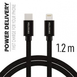 SWISSTEN datový kabel USB-C / Lightning MFi 1,2 m - black