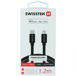  SWISSTEN datový kabel USB-C / Lightning MFi 1,2 m - black 