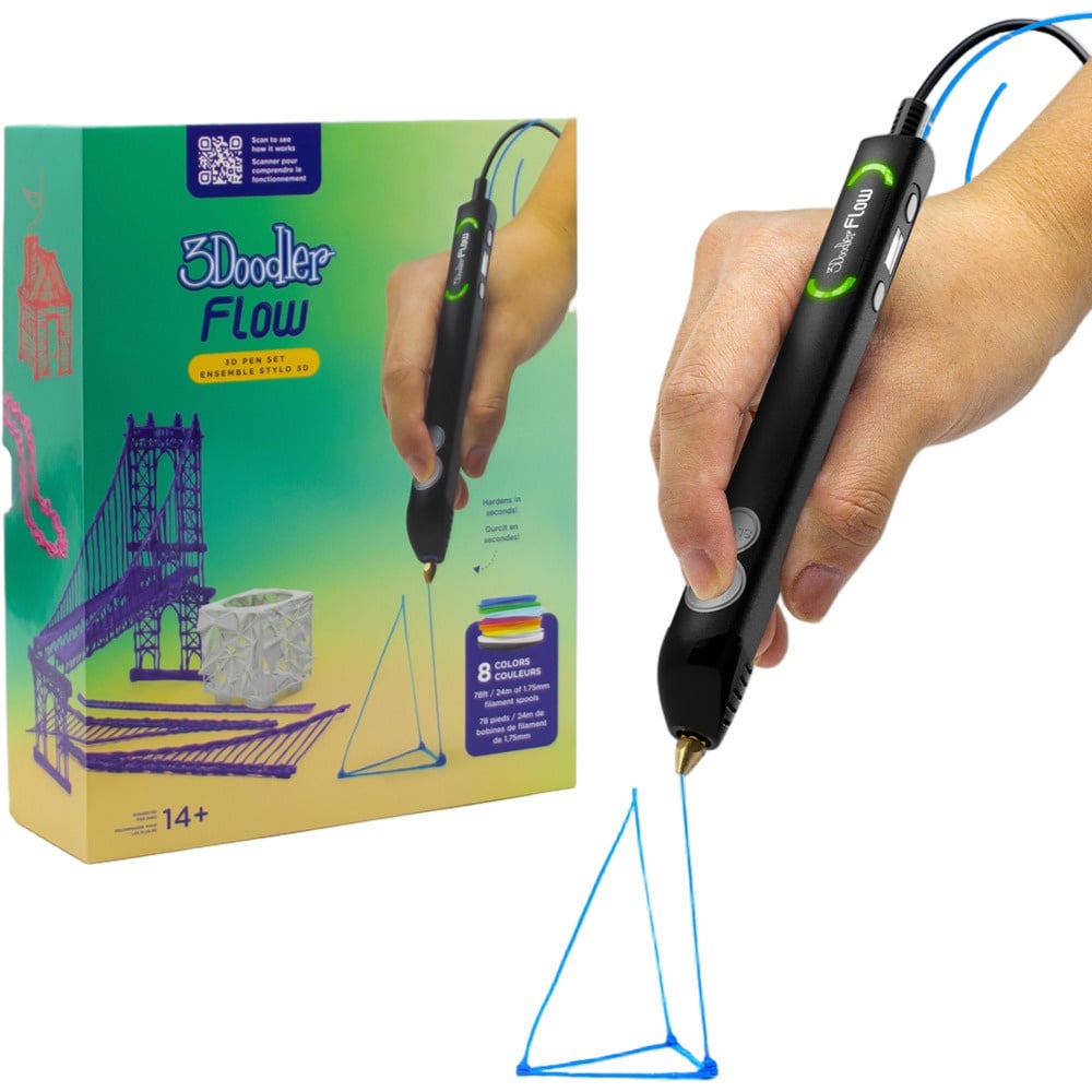 3Doodler FLOW + 8 PLA náplní a 3D šablona