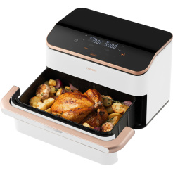 Horkovzdušná fritéza Cosori Dual Blaze TwinFry Smart 10L + kleště - bílá 