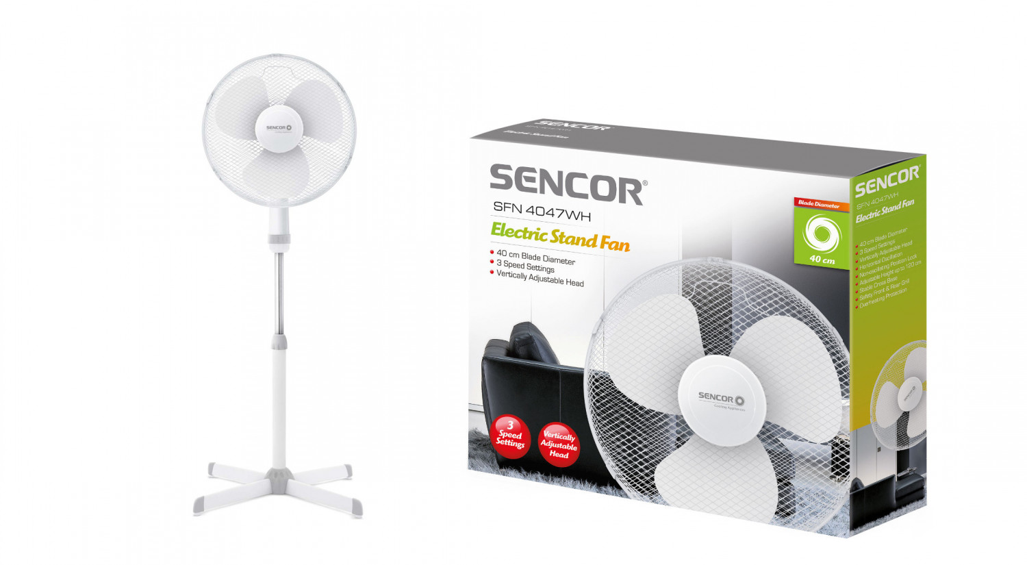 Představení stojanového ventilátoru Sencor SFN 4047WH
