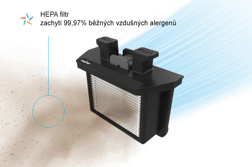 PureAir HEPA filtrace a uzamčení nečistot
