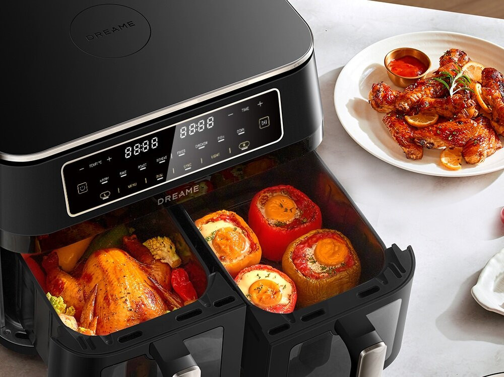 Dvě samostatné komory pro současnou přípravu různých pokrmů