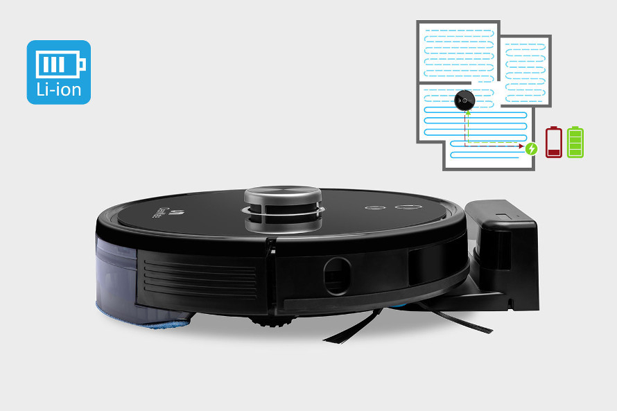 Automaticky se dobije a pokračuje v úklidu