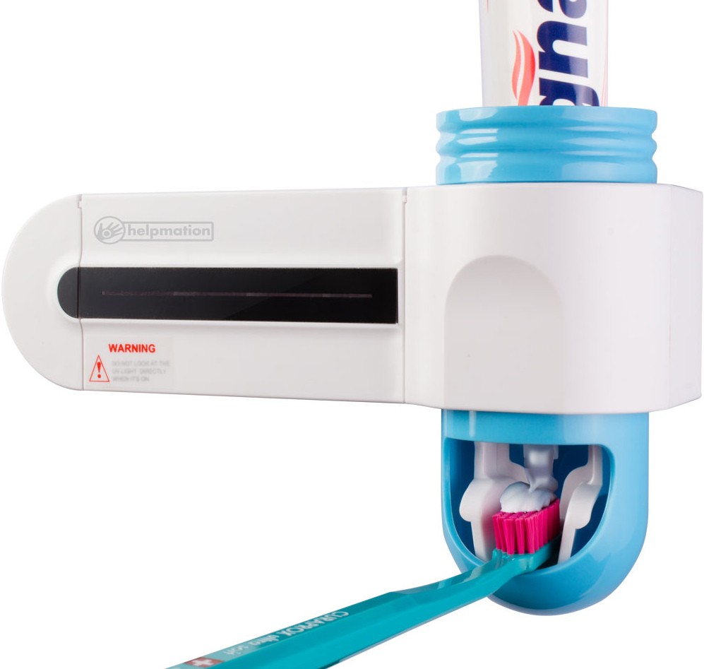 Praktický držák a dávkovač zubní pasty